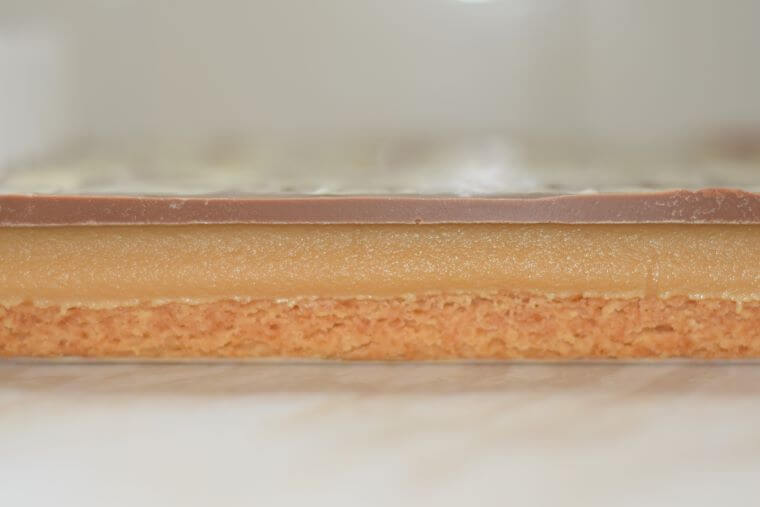Millionaire's shortbread - buttery shortbread, sweet amber caramel and thin chocolate top.