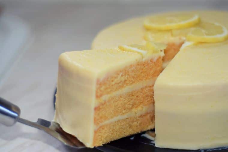 Lemon White Chocolate Cake slice of whole
