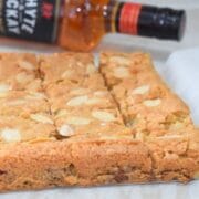 Gluten free whiskey almond cookie bars with sea salt
