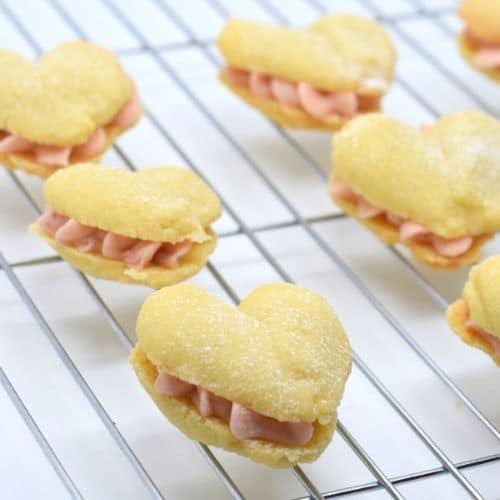 Strawberry Buttercream Heart Melting Moment Sandwich Cookies Biscuits