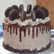 Chocolate Oreo drip cake cookies and cream whole