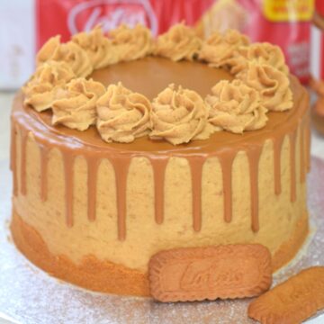 Lotus Biscoff drip cake recipe - large celebration cake