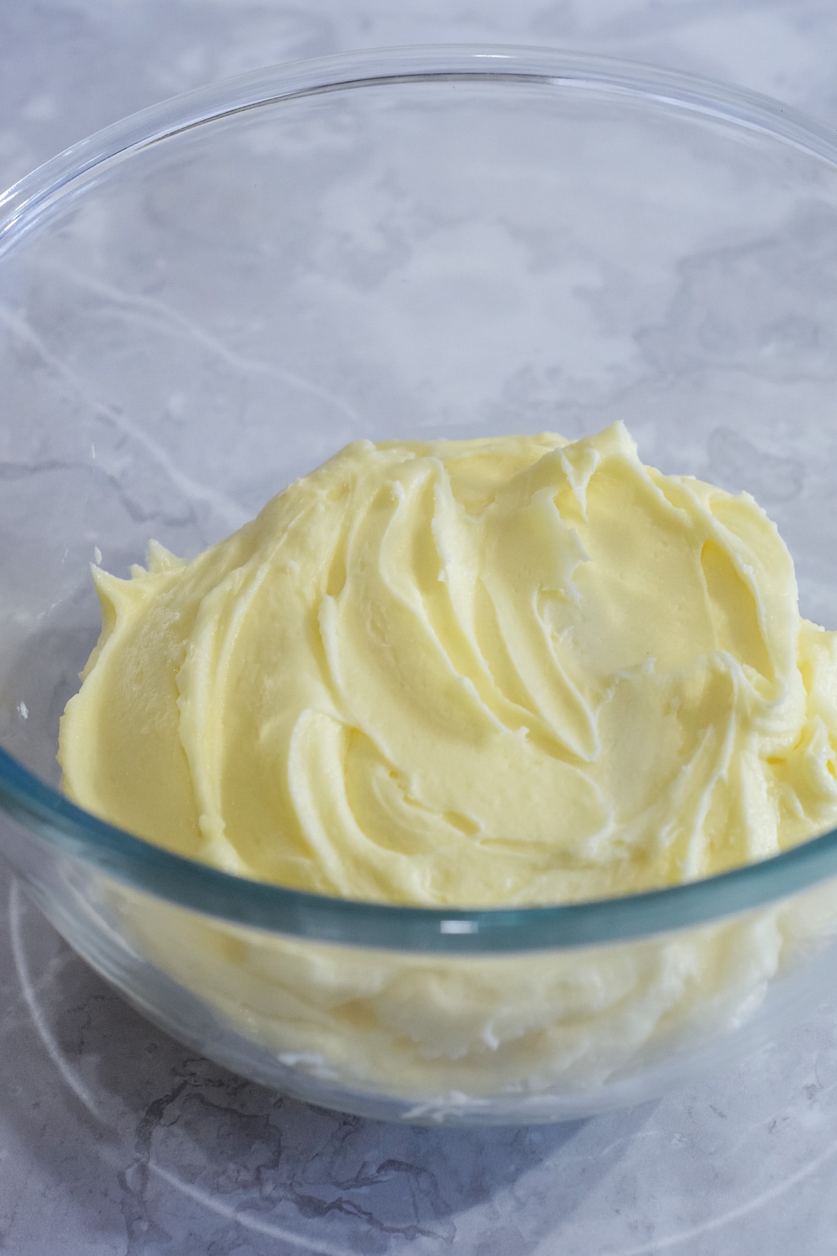 Easy vanilla american buttercream frosting recipe in bowl