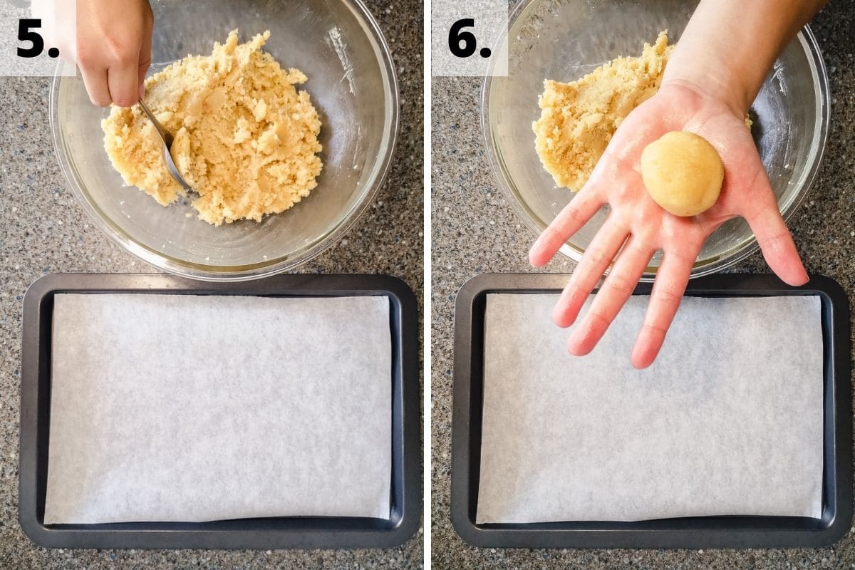 How to assemble cake pops steps scooping and rolling into a ball
