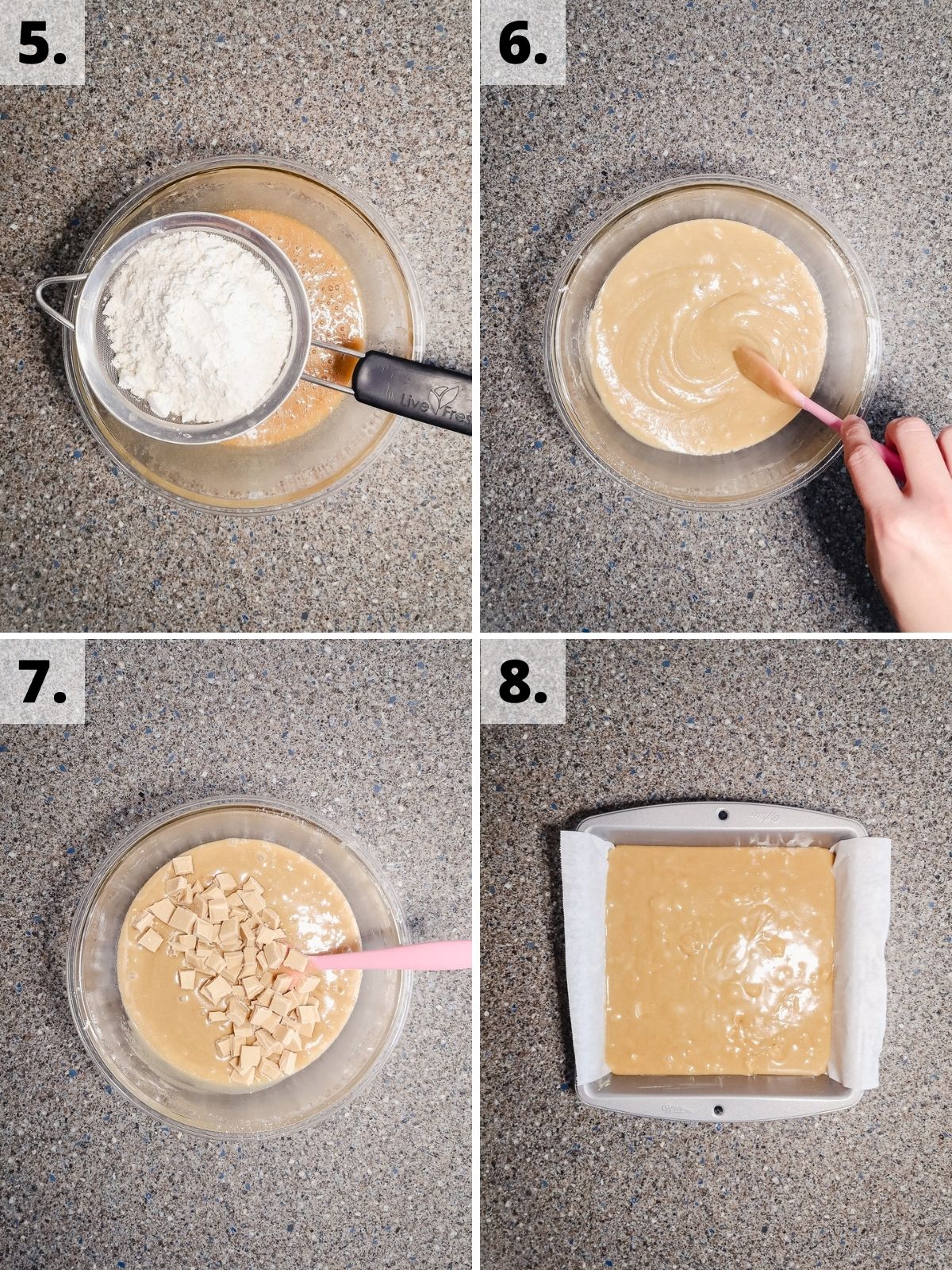 Caramilk blondies recipe method steps 5 - 8