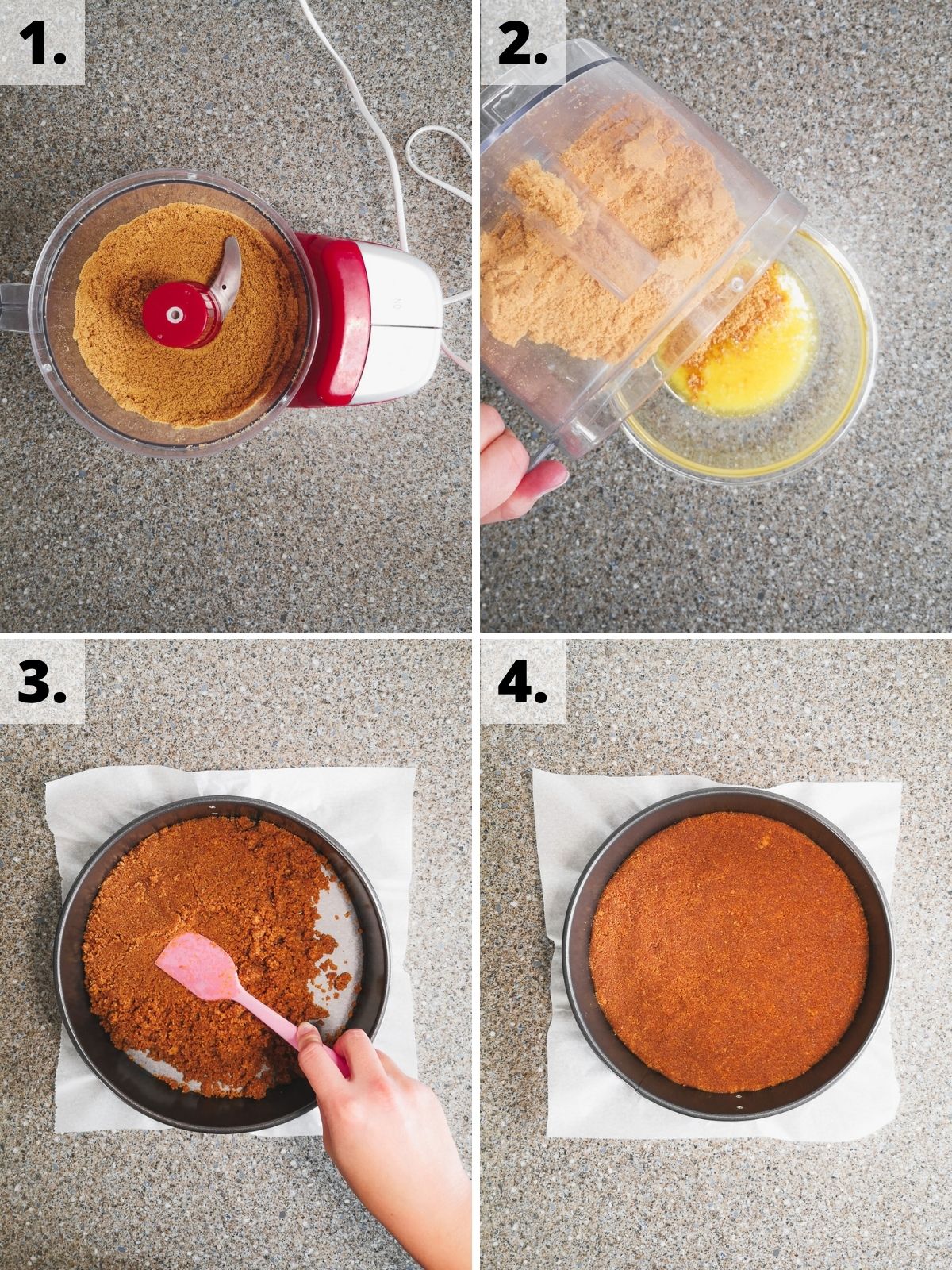 Pumpkin pecan cheesecake recipe method base steps 1-4