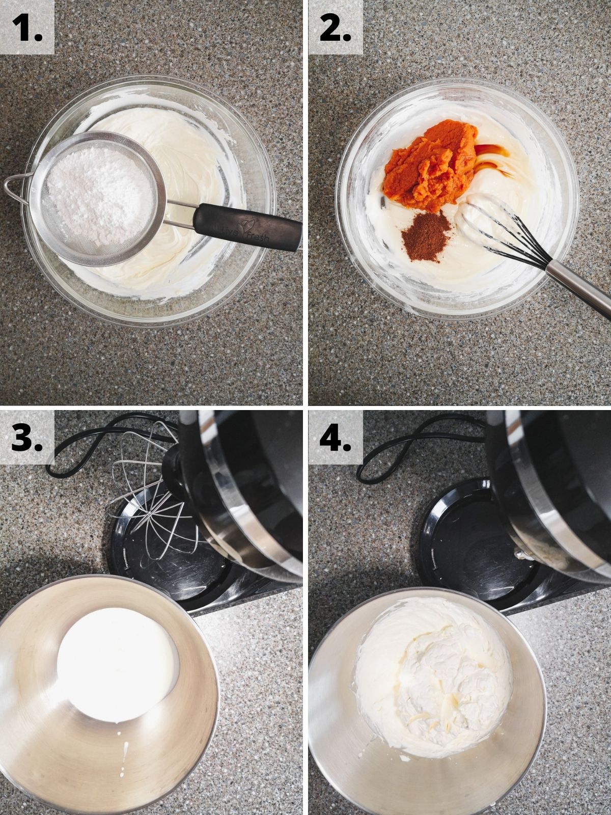 Pumpkin pecan cheesecake recipe method filling steps 1-4