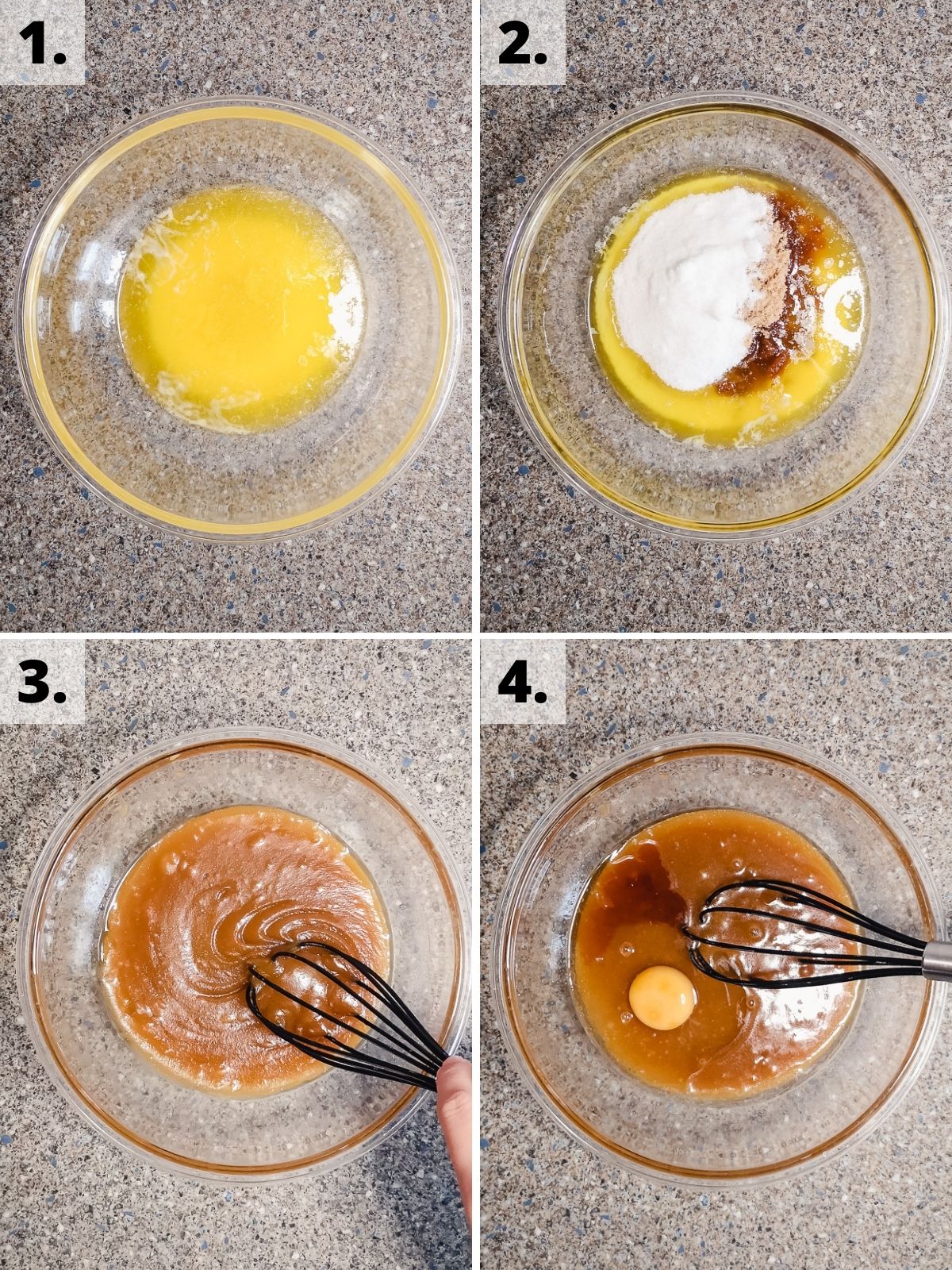 how to make white chocolate chip raspberry blondies steps 1 - 4