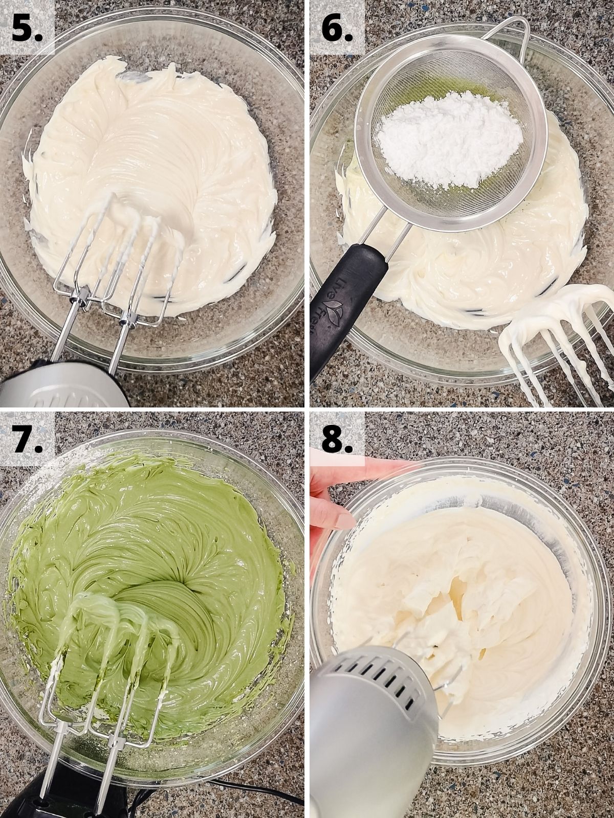 matcha cheesecake method steps 5 - 8