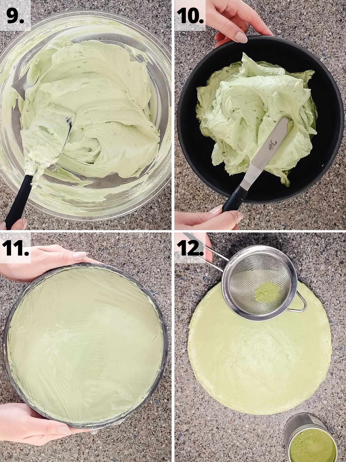matcha cheesecake method steps 9 - 12
