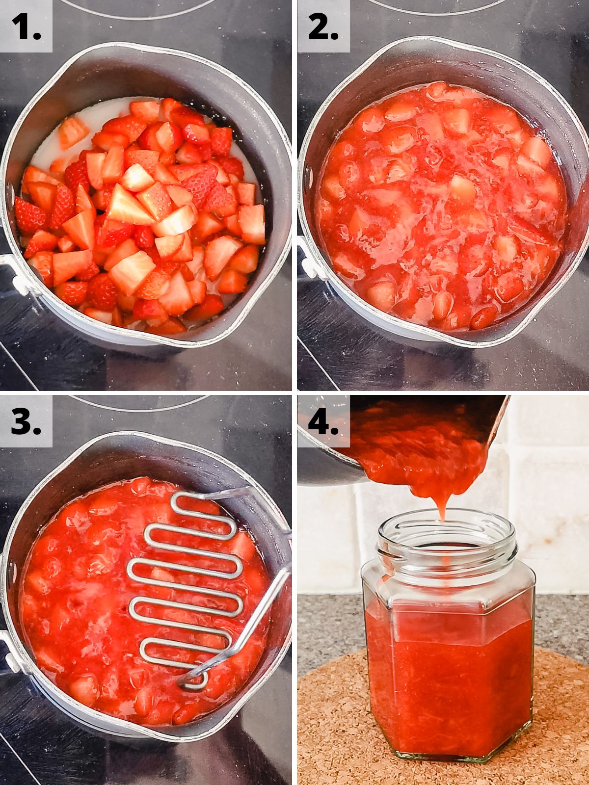 how to make a strawberry cake filling recipe steps 1 - 4