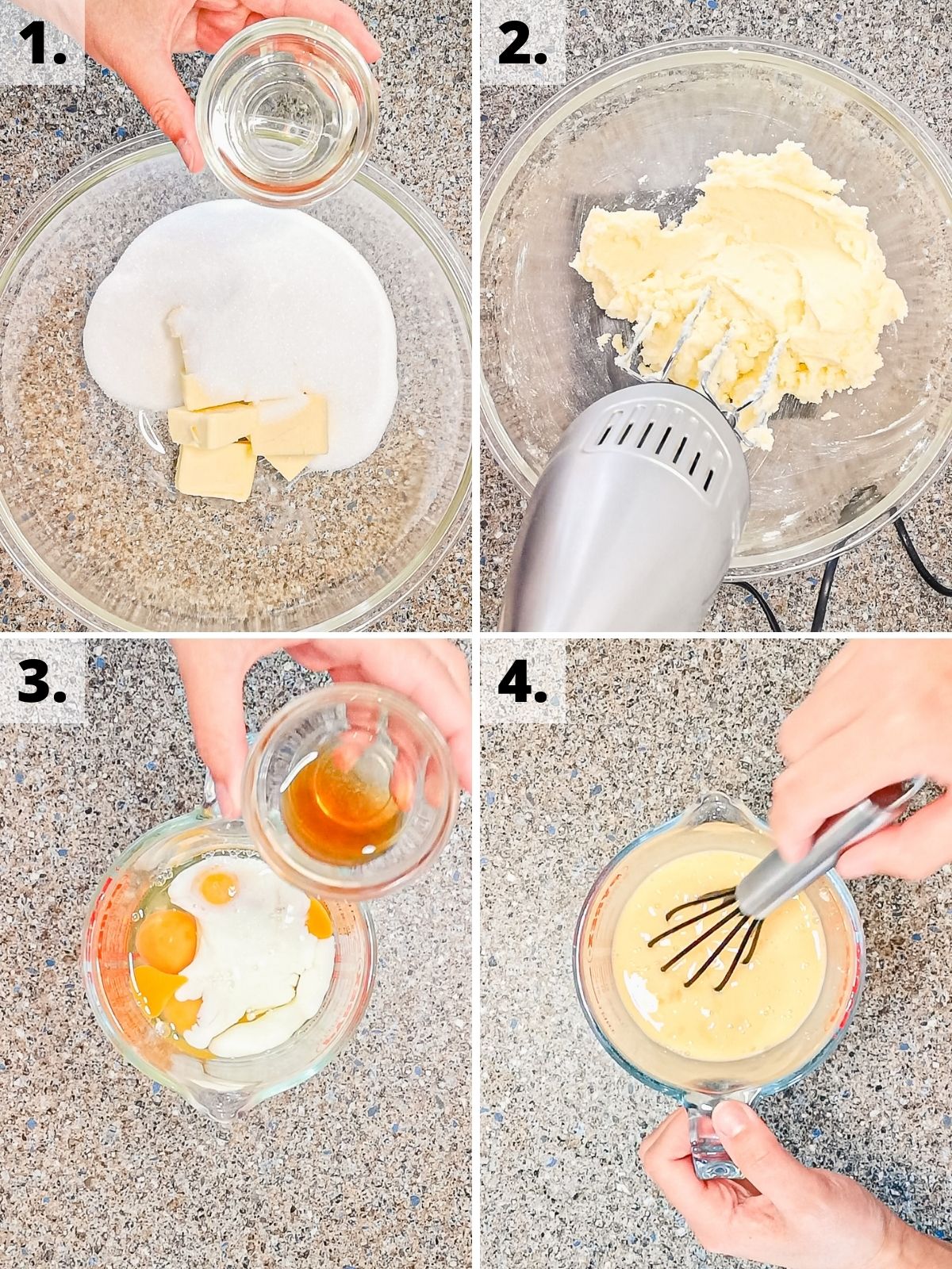 vanilla sponge cake recipe method steps 1 - 4