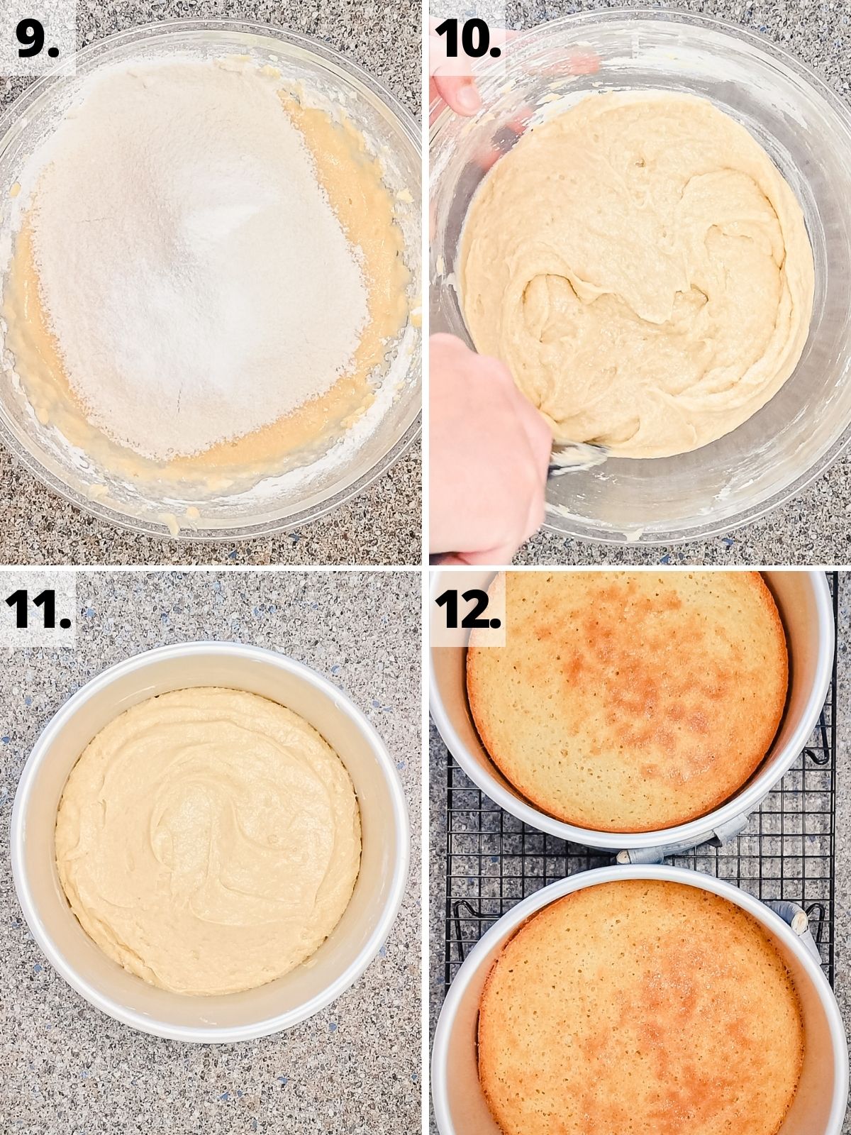 vanilla sponge cake recipe method steps 9 - 12