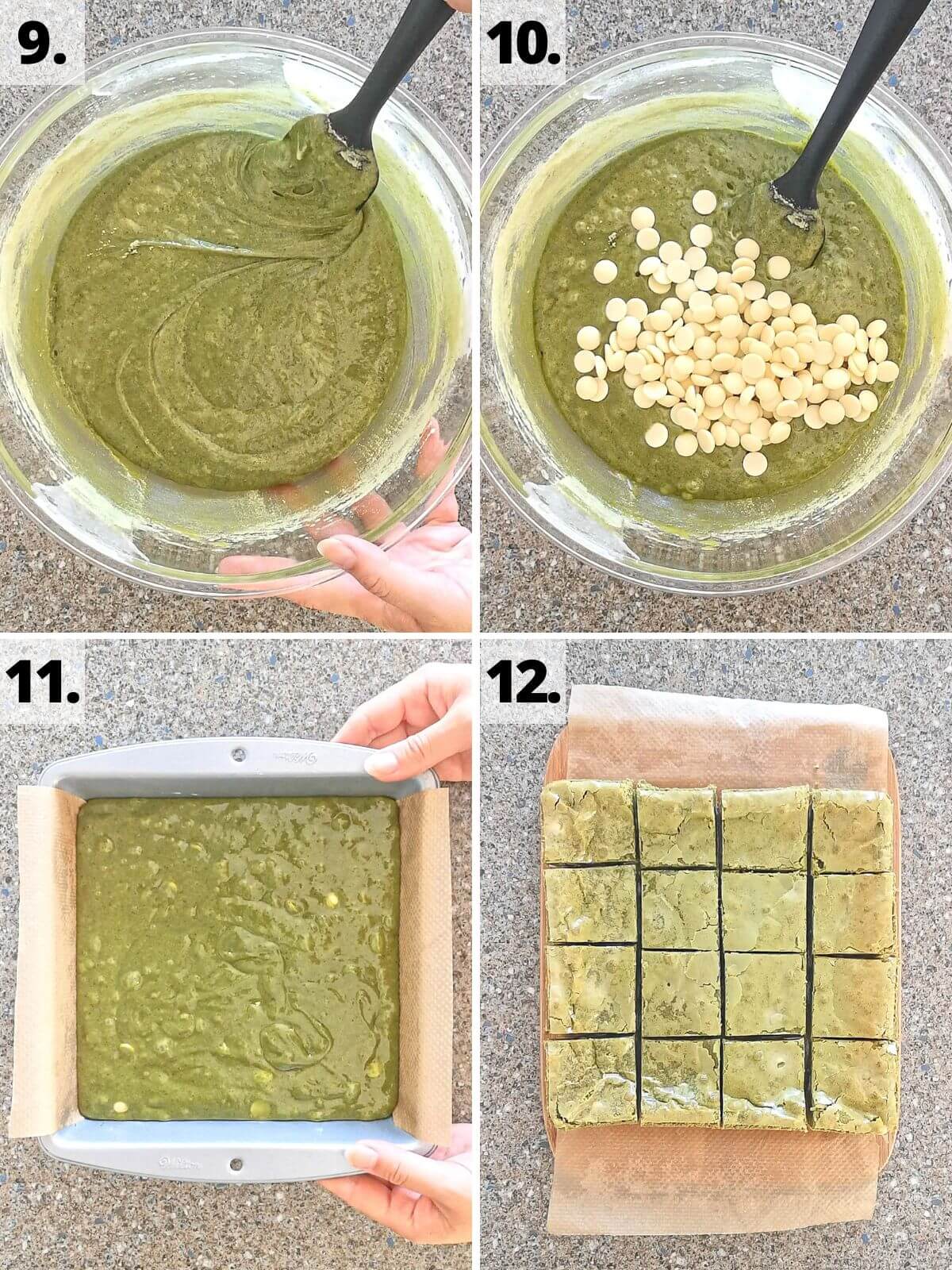 green tea matcha brownie recipe method steps 9 - 12