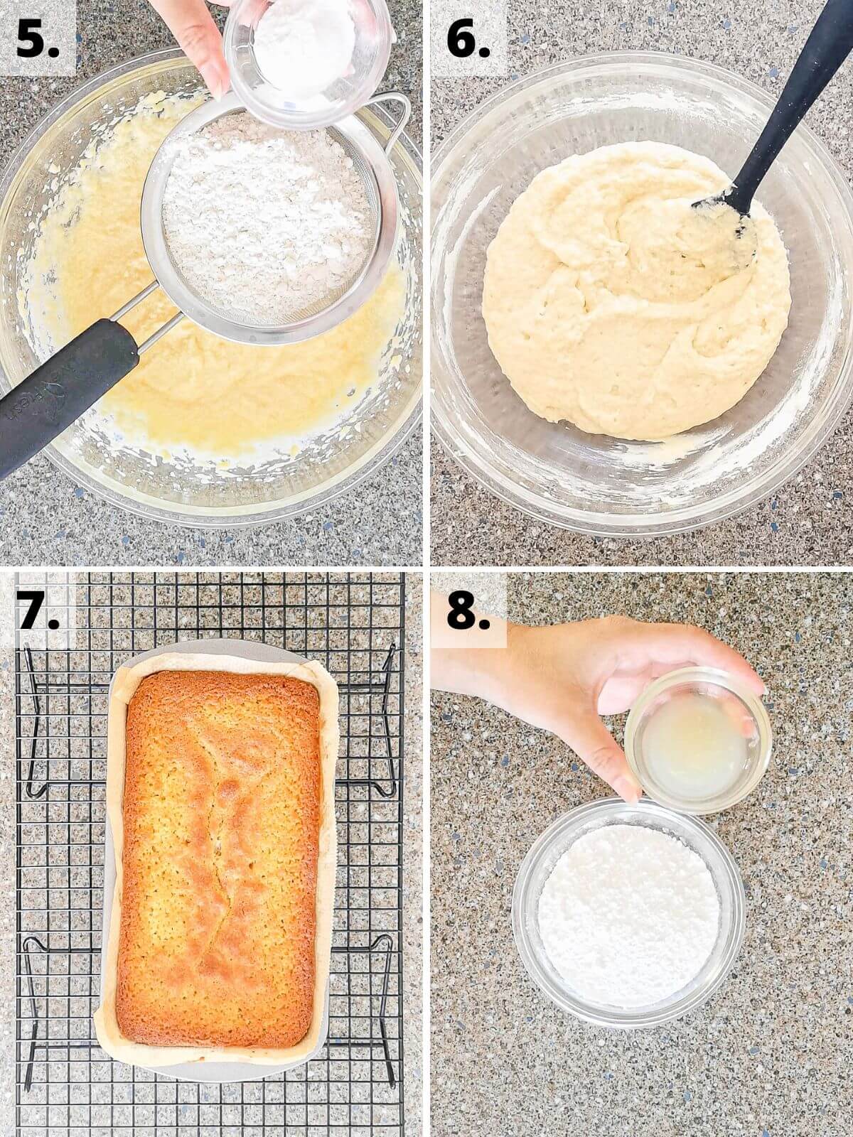 recipe steps 5 to 8 how to make iced lemon loaf cake