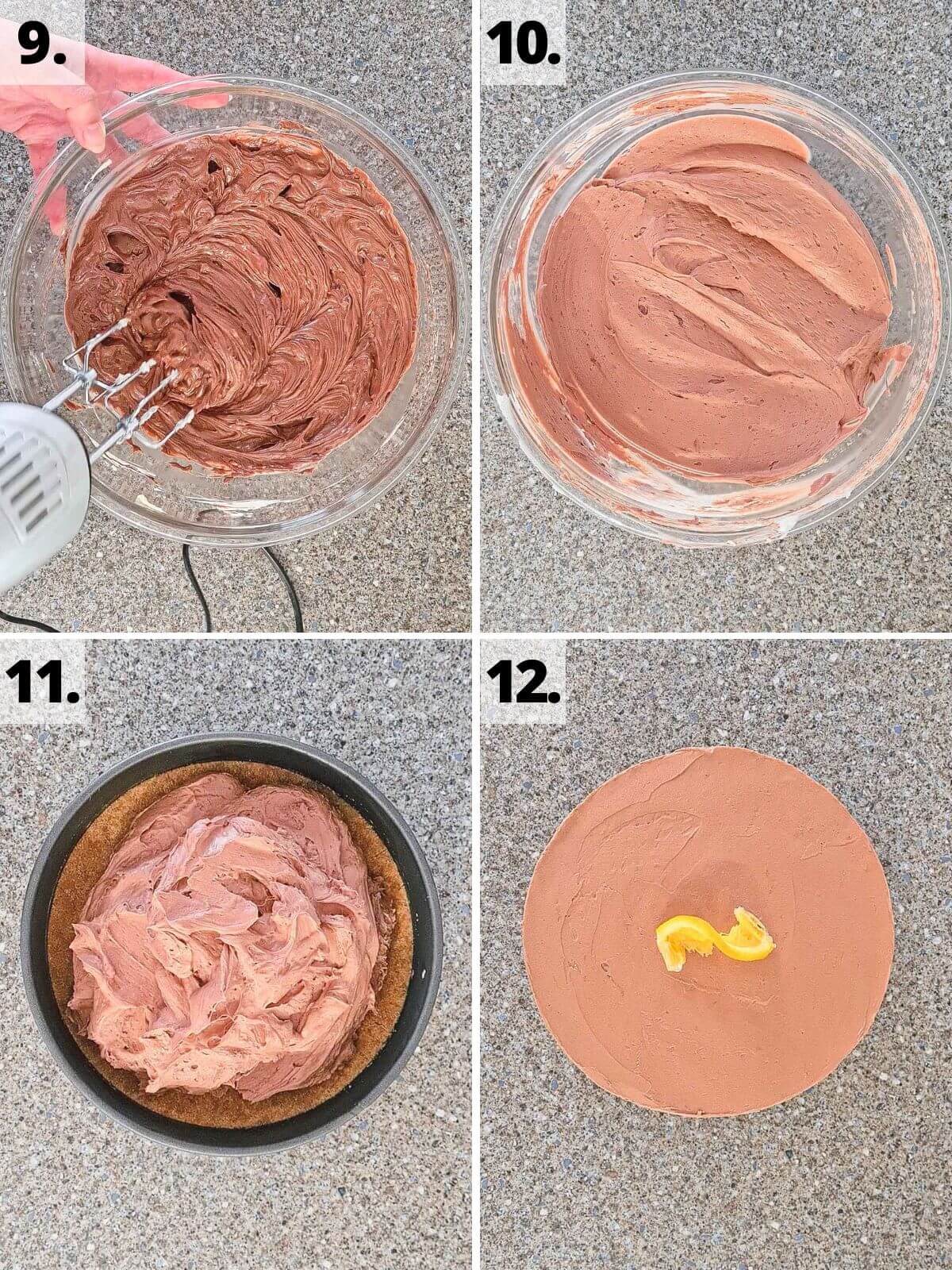 chocolate orange cheesecake recipe steps 9 to 12.