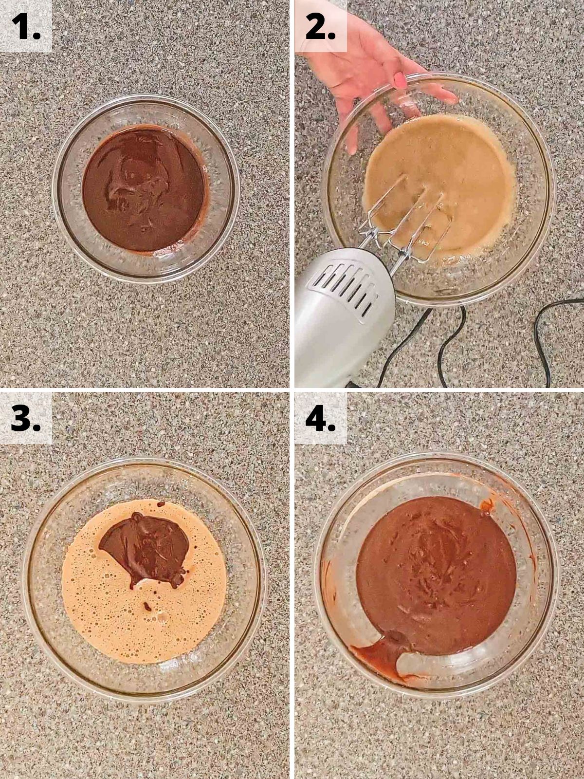 gluten free chocolate brownie cookies recipe method steps 1 to 4.