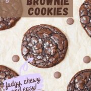 gluten-free chocolate chip brownie cookies with sea salt sprinkled on top