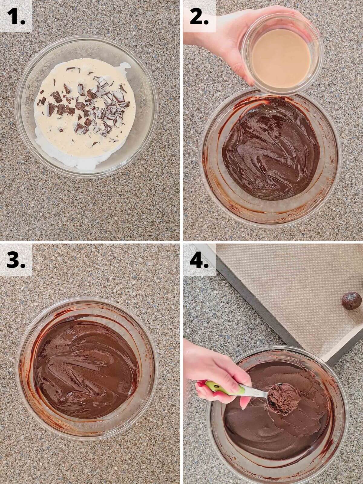 baileys irish cream chocolate truffles recipe method steps 1 to 4