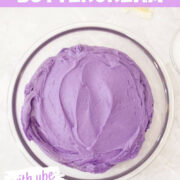 easy purple yam ube buttercream frosting in bowl