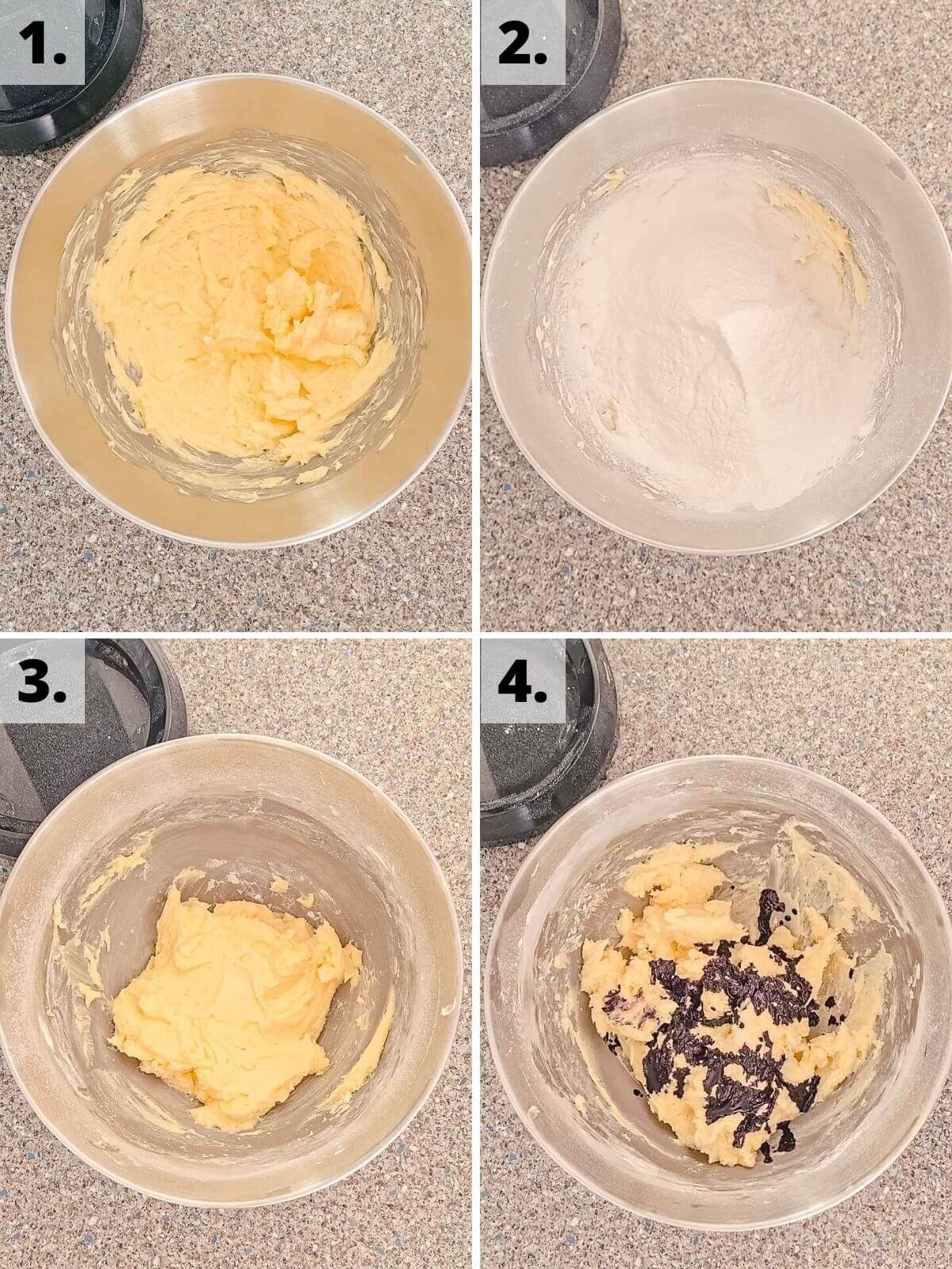 how to make purple yam ube buttercream frosting recipe method steps 1 to 4.
