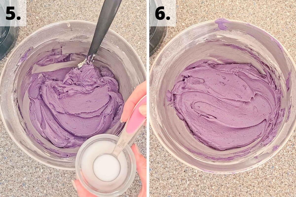 how to make purple yam ube buttercream frosting recipe method steps 5 to 6.
