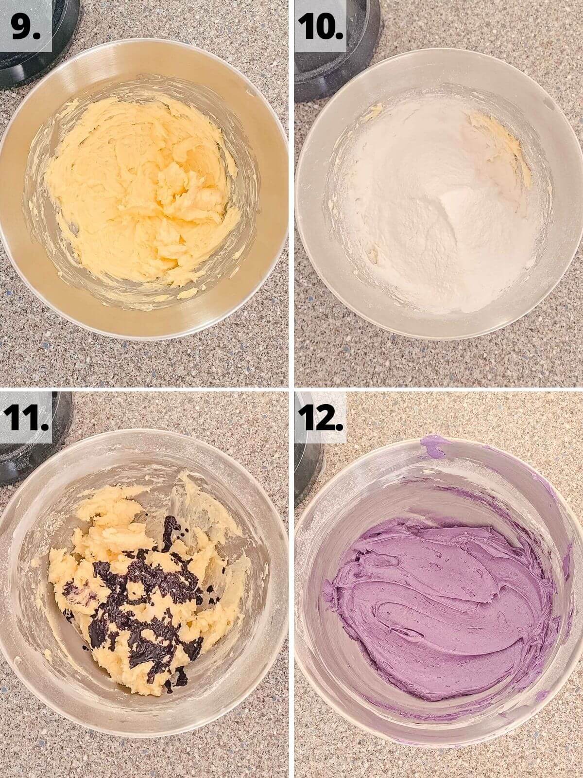 how to make purple yam ube cake recipe method buttercream steps 9 to 12.