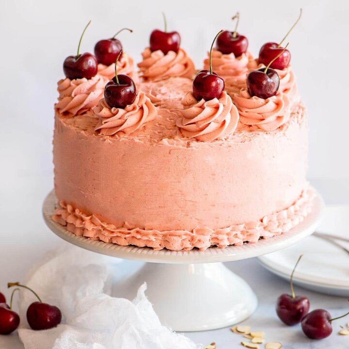 cherry sour cream pink cake.