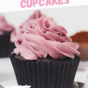 chocolate cupcakes with easy pink buttercream frosting.