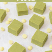 green tea matcha fudge pieces with white chocolate chips