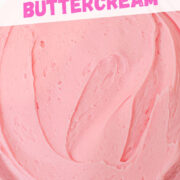 pink vanilla buttercream frosting in a bowl.