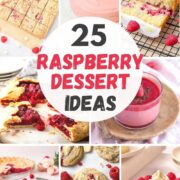 25 best raspberry dessert ideas collection collage including cakes, blondies, cookie, pies and more.