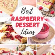 best raspberry dessert ideas collection collage including cakes, blondies, cookie, pies and more.