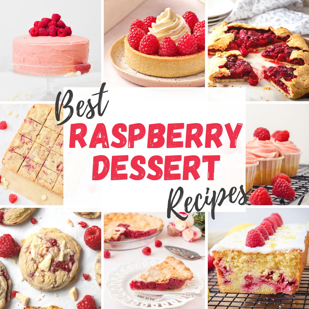 best raspberry dessert recipes collection collage.