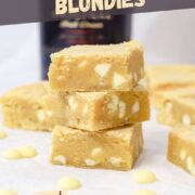 best baileys blondies one-bowl recipe with irish cream and white chocolate chips.