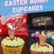 cute chocolate easter bunny cupcakes with green buttercream grass.