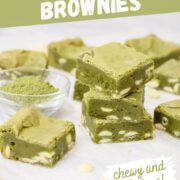 easy matcha brownies with white chocolate chips chewy and delicious.