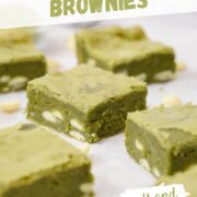 fudgy matcha brownies with white chocolate chips soft and chewy.