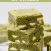 easy matcha brownies with white chocolate chips.