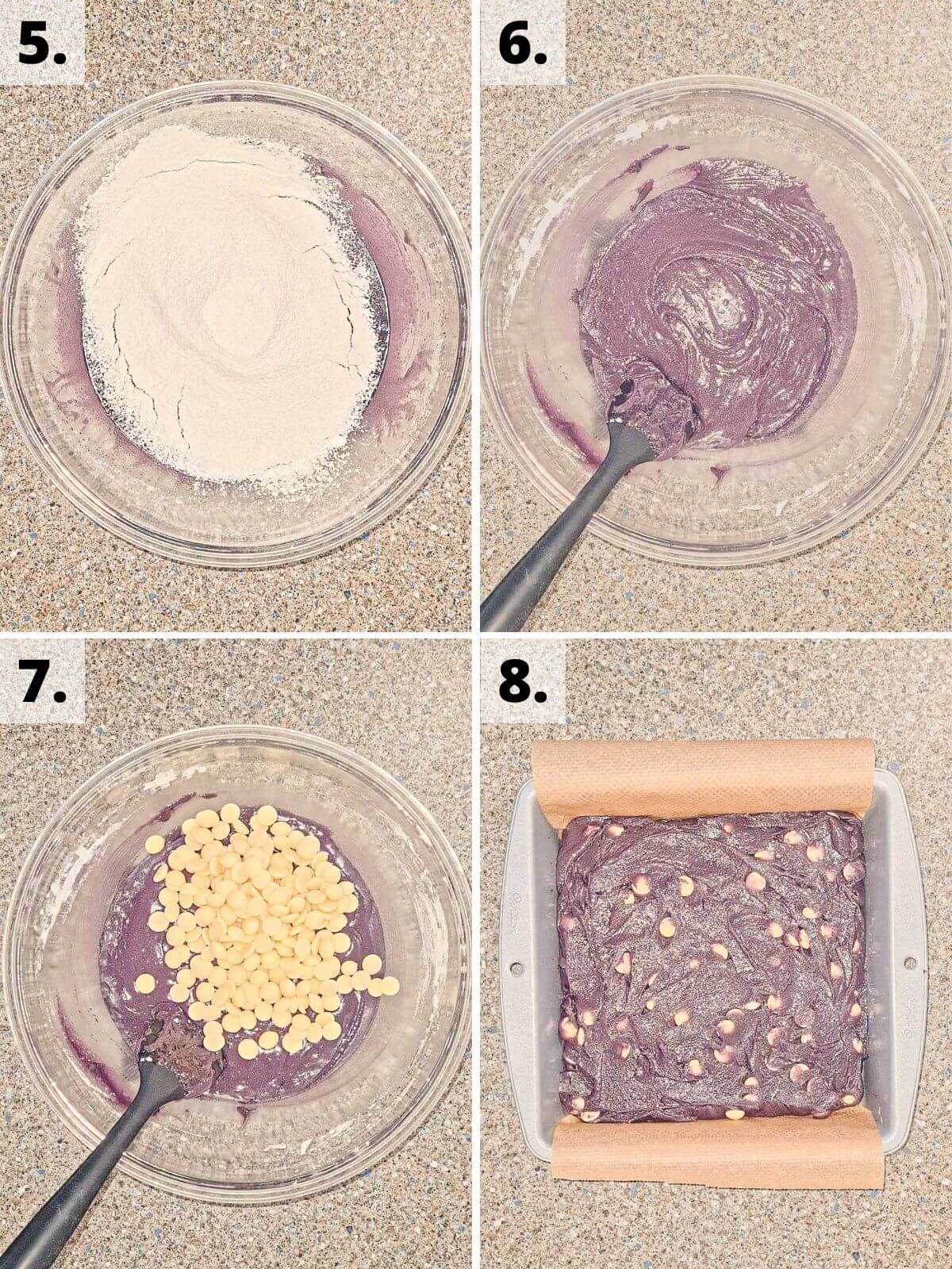 how to make ube brownies recipe method steps 5 to 8.
