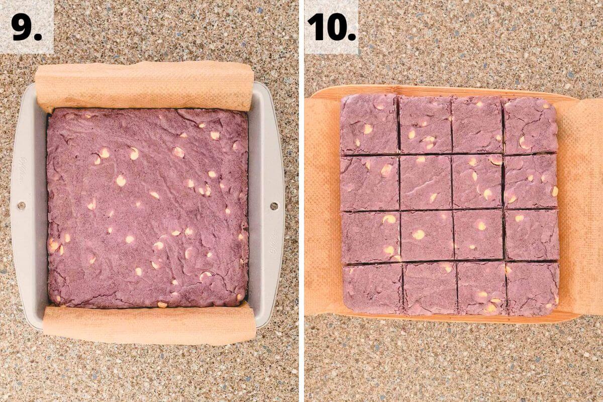 how to make ube brownies recipe method steps 9 to 10.