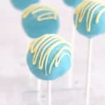 vanilla blue cake pops on sticks.